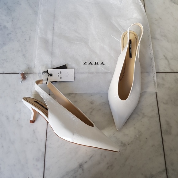 white pointed slingback heels
